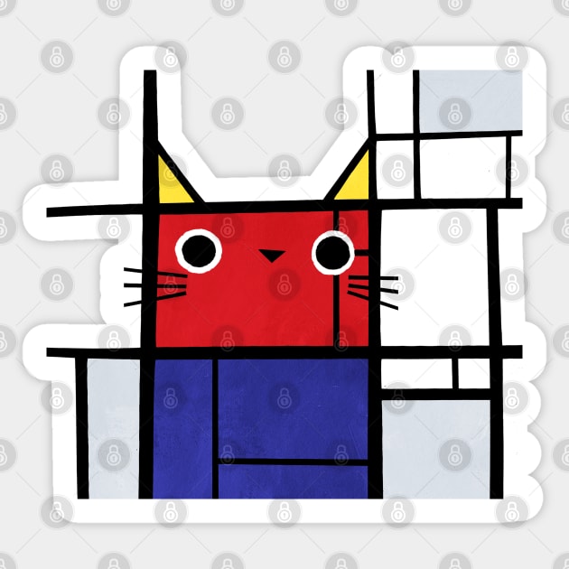 Mondrian cat Sticker by Planet Cat Studio